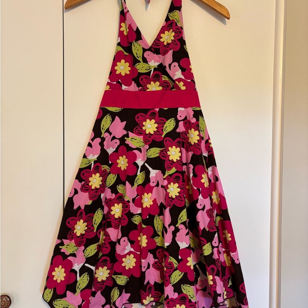 Speechless Floral Halter Dress - Pink and Black